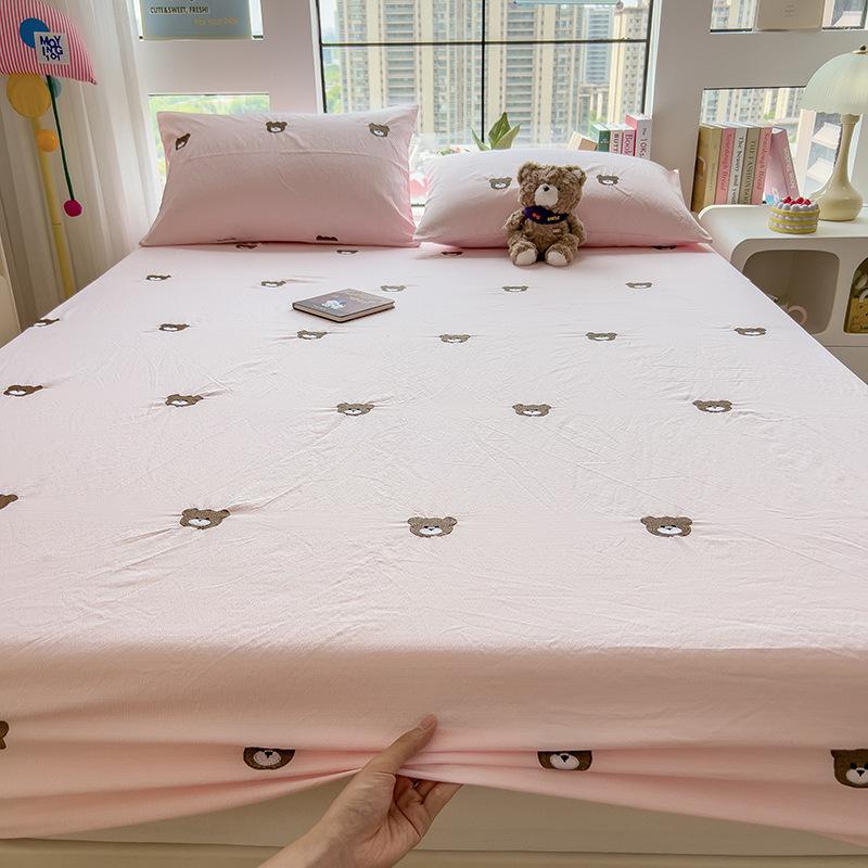 New Style Fitted Sheet Single Piece Embroidered Design Fitted Sheet Cover All-inclusive Non-slip Sheets Dormitory Single Fitted Sheet