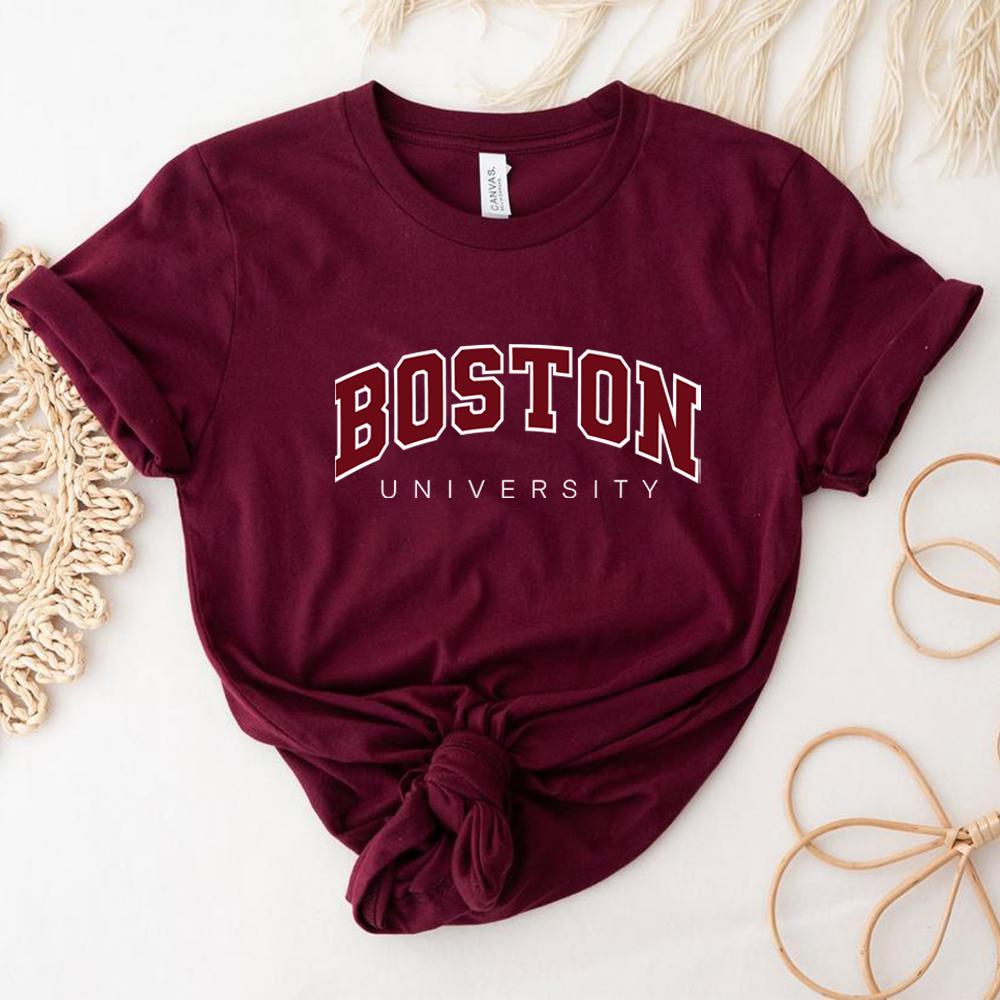 Boston University T Shirt Boston Graphic T Shirts Varsity College University Tshirts Ivy League Shirts Unisex Short Sleeves Tops S