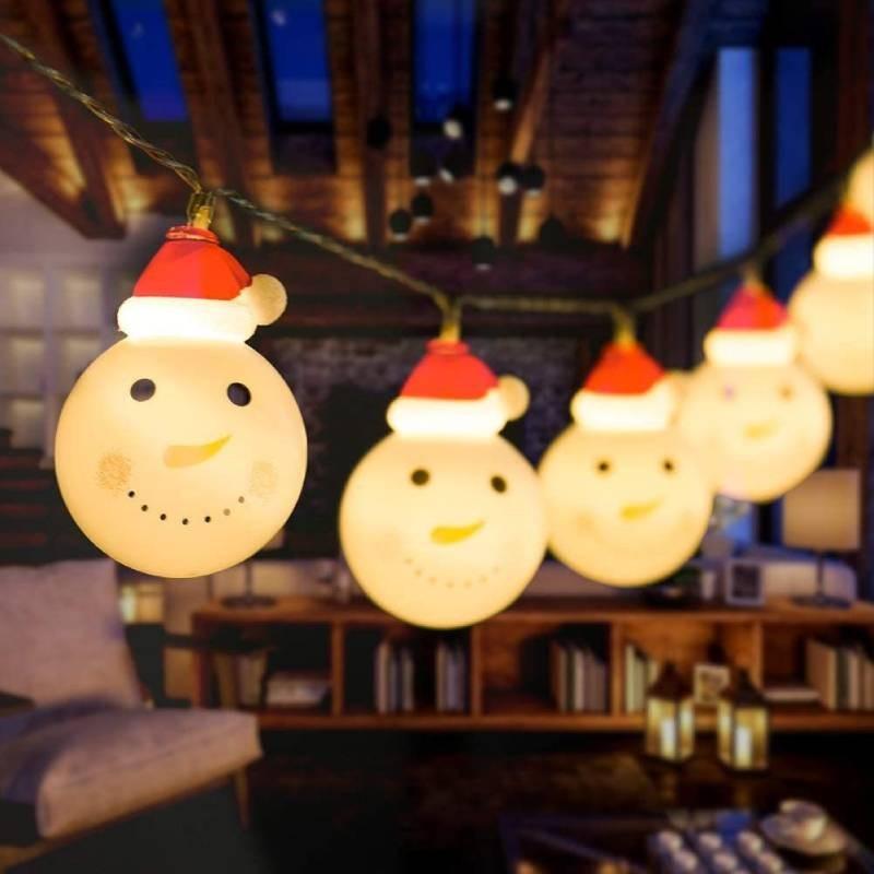 Led Battery Snowman Santa Claus Elk Fairy String Lights Outdoor Xmas Decor Tree