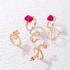 Six-piece new ruby inlaid snake-shaped cross ring set love square diamond ring set of six.