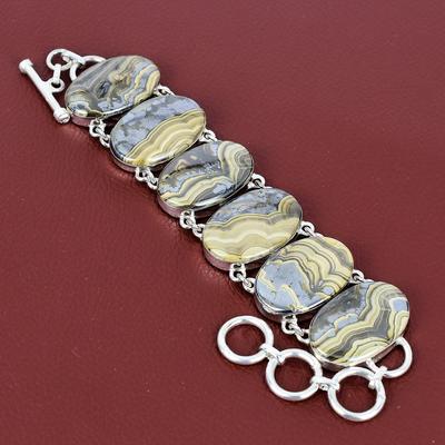 Schalenblende Bracelet Natural Gemstone Bracelet 925 Sterling Silver Bracelet Adjustable Chain Bracelet Gift for Mom Handmade Unique Jewelry