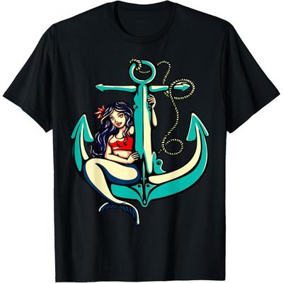 Pretty Sirem Anchor Girl School Sailor Tatto T Shirt T Shirt