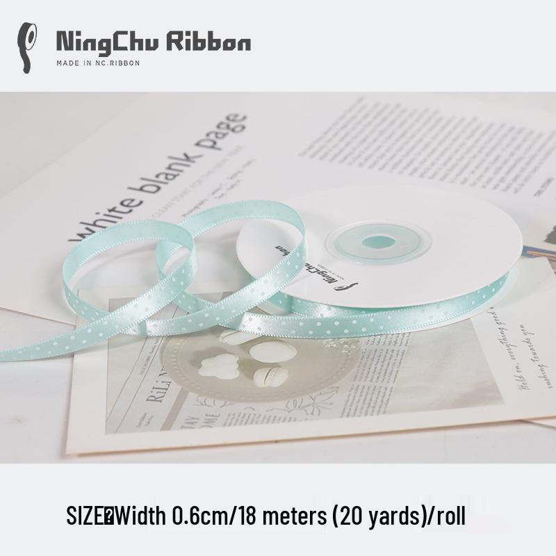 0.6cm Polka Dot Satin Ribbon for Gift Wrapping and DIY Crafts with Flower Bouquet Design