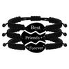 3-Piece Multicolor Puzzle Heart Best Friends Bangle Set, Titanium Steel Engraved