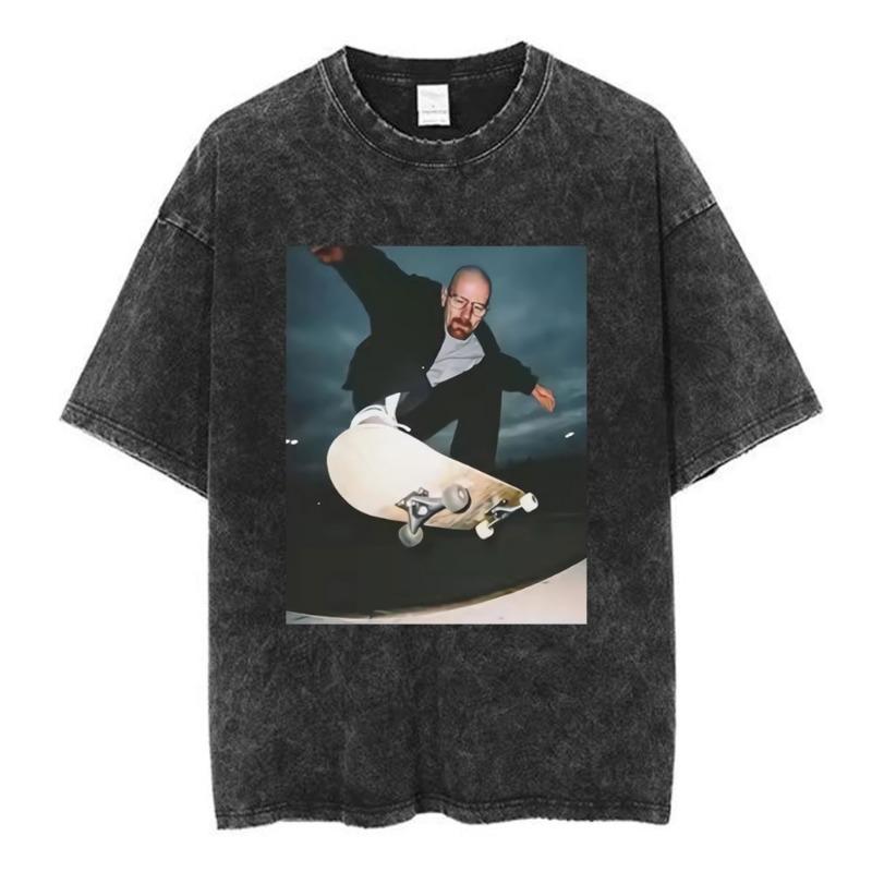 Heisenberg Breaking Bad Vintage Washed T Shirt Better Call Saul Graphic Print T-shirts Women's Pure Cotton Short Sleeves Tee Shirt