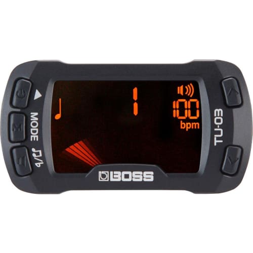 BOSS Clip-on Tuner/Metronome TU-03 for Guitar, Bass, Ukulele, and Violin with Advanced Metronome Function, Backlight, Up To 8 Hours of Use, and Auto-O