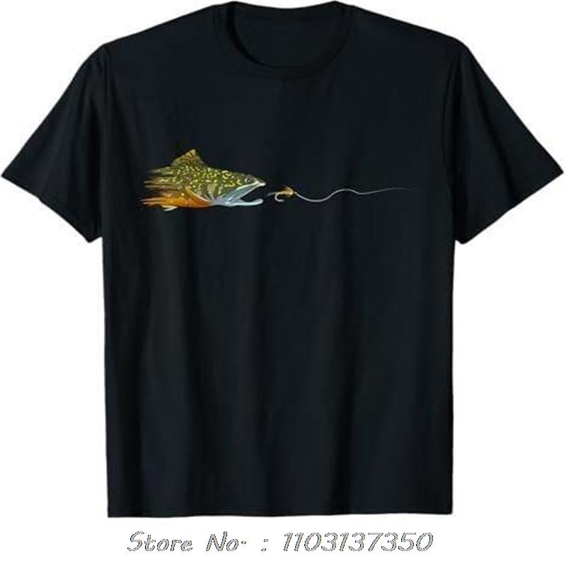 Übergroßes T-Shirt Fliegenfischen Bachforelle Trockenfliegenbinden Fischer T-Shirt Unisex O-Ausschnitt T-Shirt Baumwolle Oberteile Tees Fitness T-Shirt
