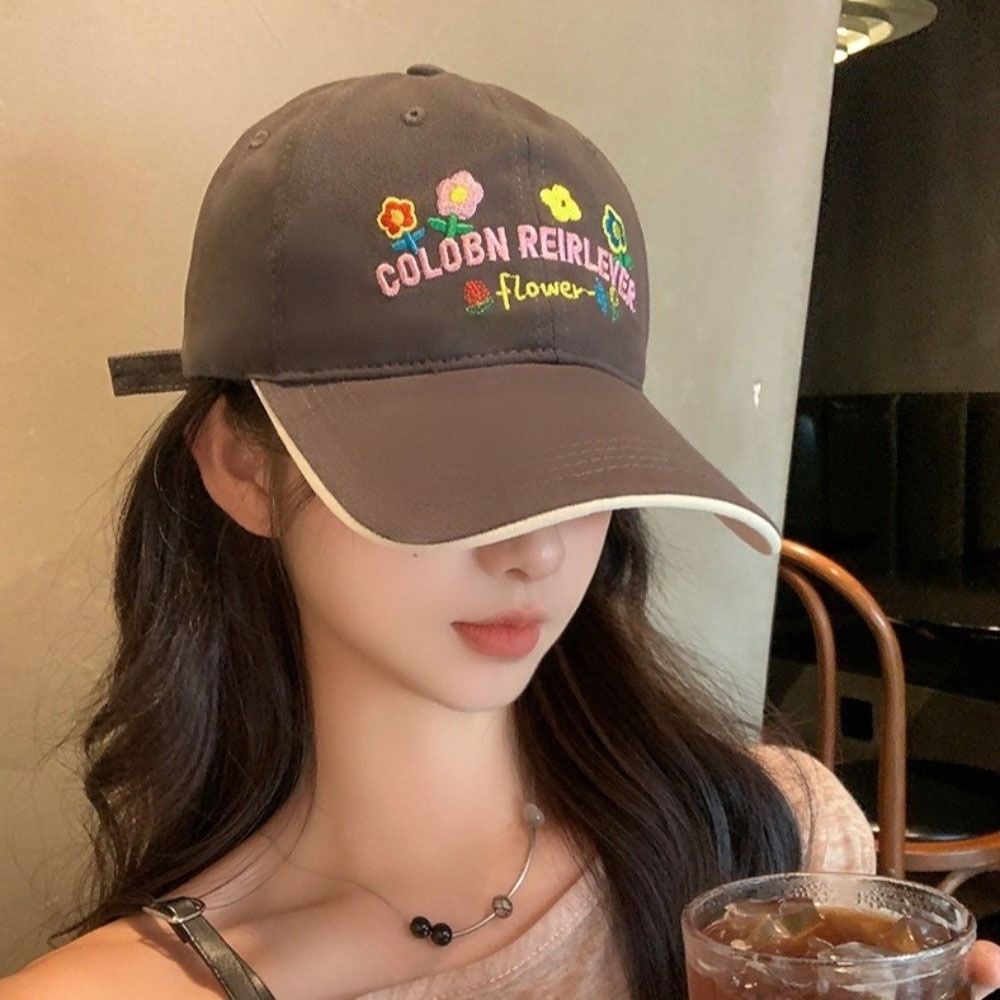 Candy Color Flower Baseball Cap Korean-Style Peaked Cap Cute Sun Hat Outdoor