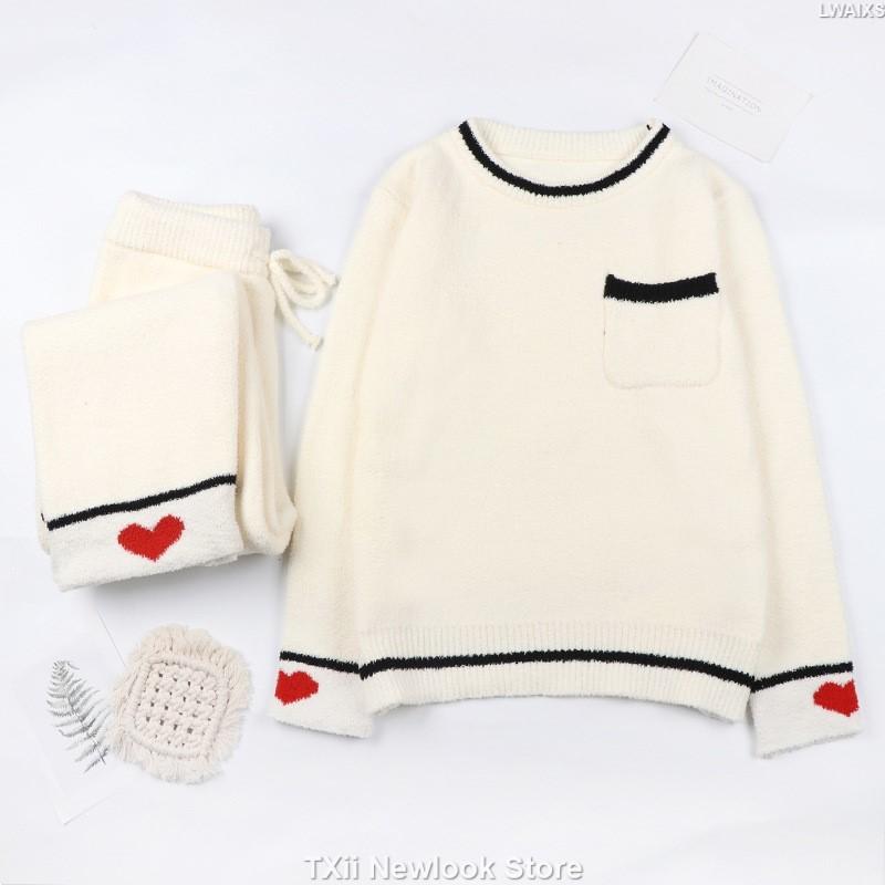 Soft Pajamas for Women In Autumn and Winter Thickened Warm Knitted Ins Cartoon Bear Age-reducing Jacket Home Wear Set