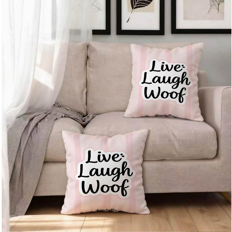 Throw Pillow 18.18 Inch Live Laugh Woof Print, Cushion Accent Pillow Includes Pillow Core For Sofa Decor