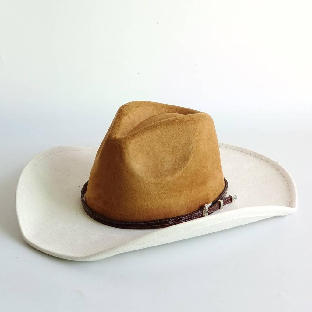 Western Cowboy Style Suede Patchwork Wide-brimmed Hat Parties Riding and Mexican-style Panama Hats Chapéu