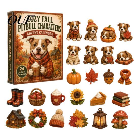 Creative Holiday Surprise 2026 Dog Christmas Advent Calendar, 24-Day Acrylic Ornament Set with Mini Puppy Festive Room Figures, 2D Flat Tree