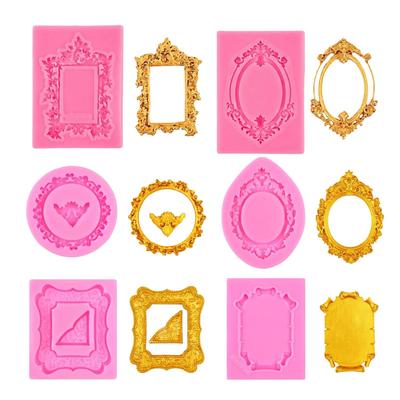 Silicone Molds DIY Mirror Fondant Cake Decorating Tools Frame Cupcake Chocolate Wedding Cake Border  Molds Baking Tools