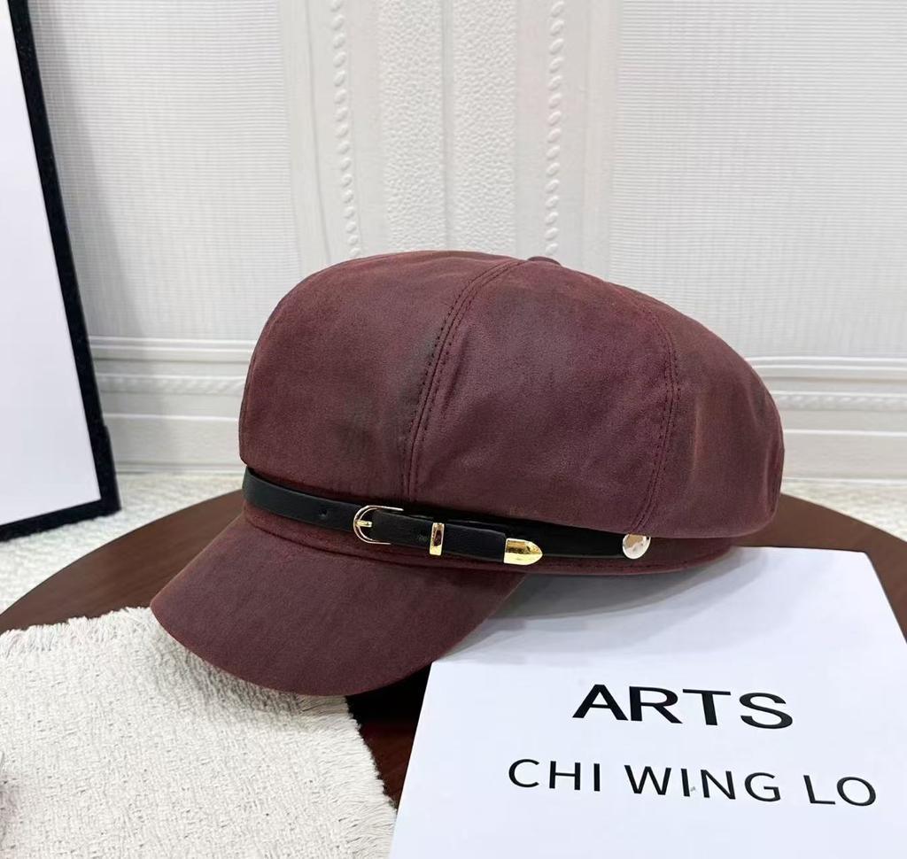 Retro Versatile Belt Buckle Design Newsboy Hat Children's Autumn Casual Cap Temperament Show Face Small Octagonal Hat Tide