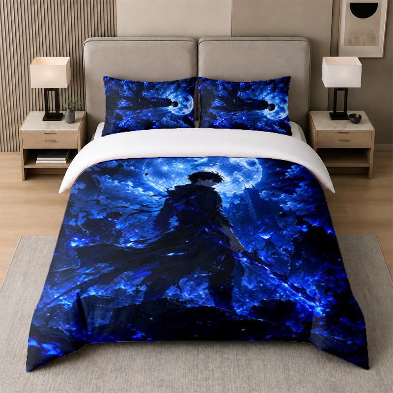 3Pcs Bed Set,Solo Leveling 1 Duvet Cover and 2 Pillowcases, Printed Bedding Decor For Guest Room