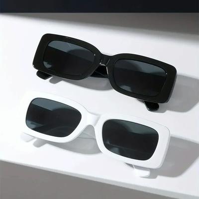 2 Pairs Unisex Trendy Square Sunglasses Fashion Decorative Glasses For Daily Wear