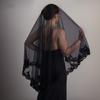 Black Lace Halloween Bride Lace Mantilla Bridal Wedding Veil Head Covering Scarf