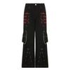Retro Dark Style Cool Saucy Webbing Corn Chain Casual Pants Contrasting Striped Mesh Wide-leg Pants