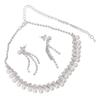 Women Necklace Earring Set Rhinestone Artificial Pearl Shiny Bride Jewelry Set for Birthday Party Wedding