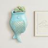 Adornos de Peces Estilo Rústico Macetero de Pared sin Taladro Cerámica Floral Decorativa Única Exterior