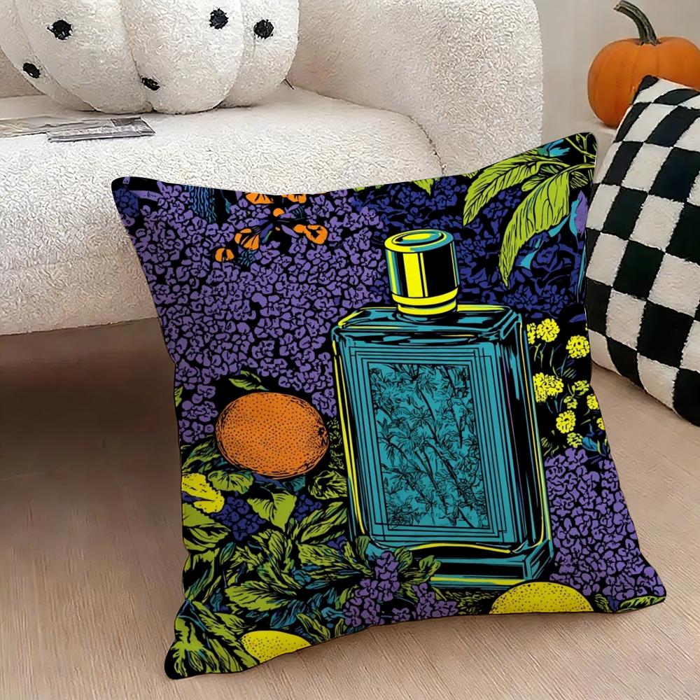 Luxury perfume illustration Cushion Cover Natural Linen Double Sided Print Throw Pillow Case for Sofa Couch Home Decor