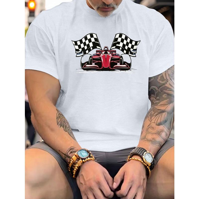 Sleek Red Race Design Crinkle Plus Size Men's T-Shirt, PLUS SIZE
