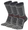 WIOIW Men's Five-Toe Socks, Thick Pile Terry Fabric, Durable Cotton, Light Gray, 3-Pair Set, for Running, Outdoor Activities, Trekking, and Hiking