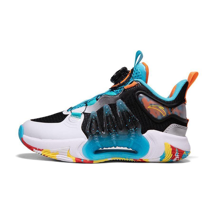 Anta Qingkuang Kids Mid Top Basketball Shoes White Black Blue 312311120-1 40