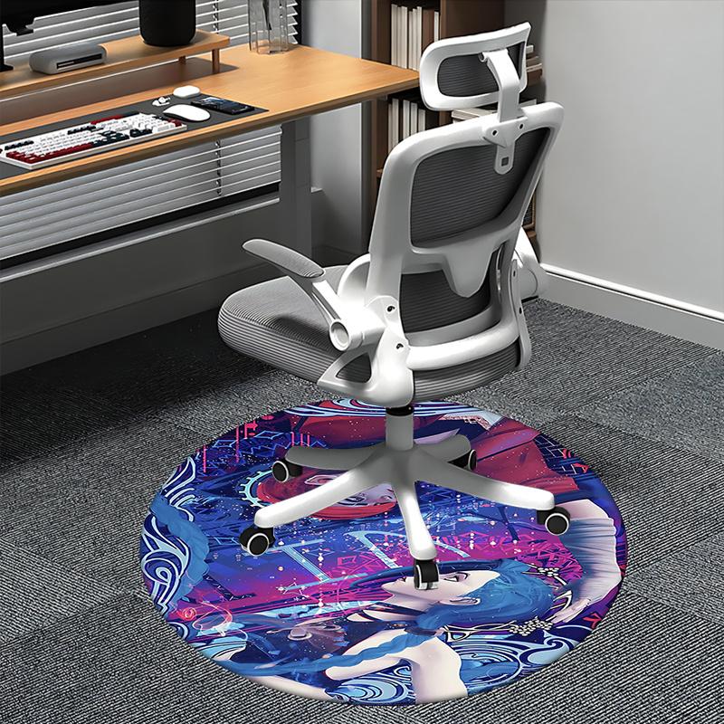 

Jinx (League of Legends) Chair mat Round Rug-Office carpet, Machine Washable, Non-slip, Suitable for Living Rooms, Bedrooms 80cm