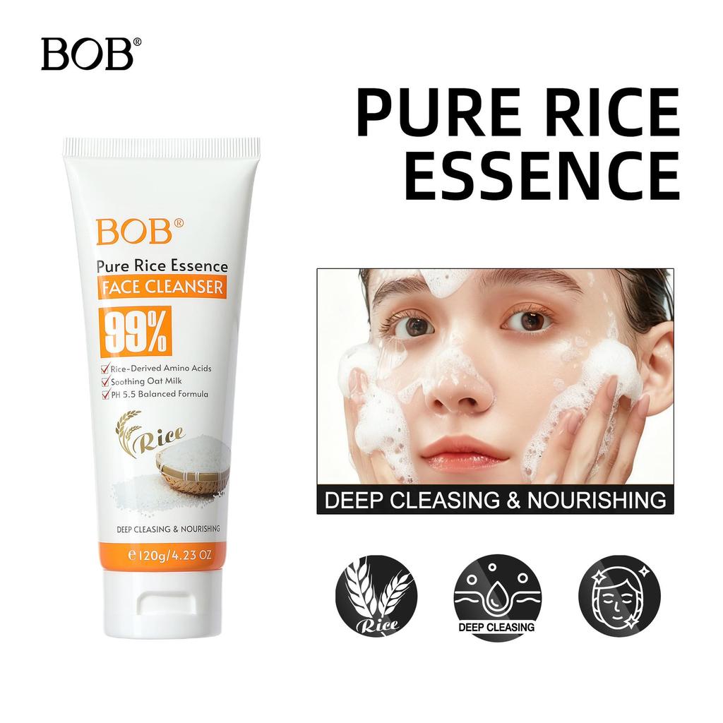 BOB Rice Amino Acid Facial Cleanser Moisturizing Oil Control Deep Cleansing Gentle Non-irritating Ladies Cleanser