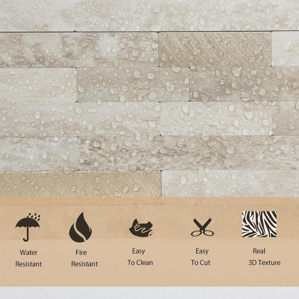 Adesivi per Piastrelle in Marmo JAMAvisona, Carta da Parati 3D Mosaico in Marmo da 3 mm, Adesivi Murali DIY Nordici, Impermeabili, Resistenti alle Macchie, Resistenti al Calore, Rimovibili, 105