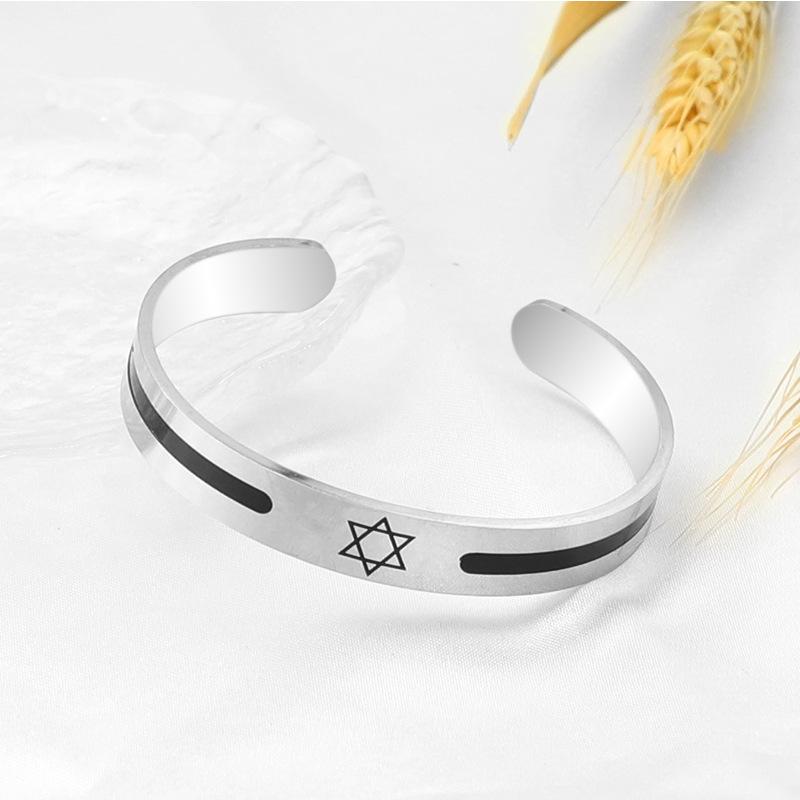 Europe and the United States hot-selling stainless steel hexagram opening bracelet titanium steel men's personality Epoxy bracelet factory direct sale