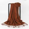 Autumn And Winter New Women'S Cashmere Scarf Solid Color Imitation Cashmere Pulling Scarf Thick Embroidery Cashmere Shawl