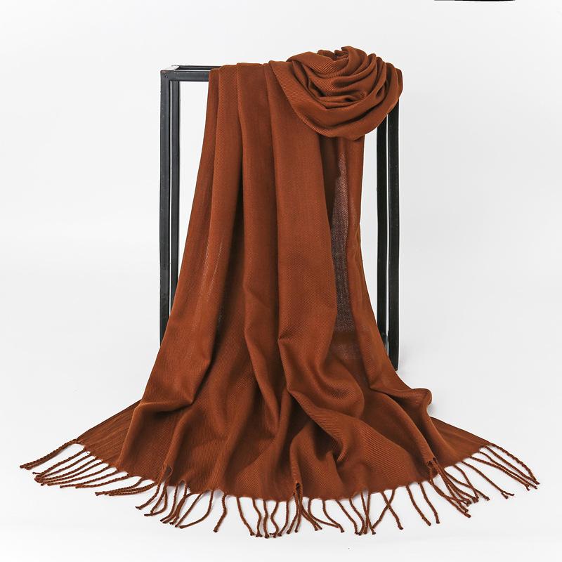 Autumn And Winter New Women'S Cashmere Scarf Solid Color Imitation Cashmere Pulling Scarf Thick Embroidery Cashmere Shawl