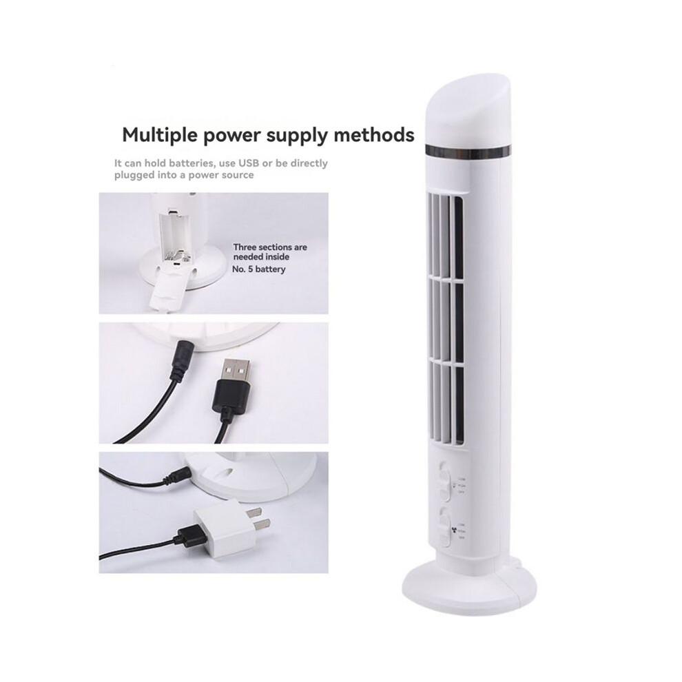 Ventilatore a Torre LED 2 Velocità Stand Ventilatore a Torre Elettrico Portatile da Pavimento per Soggiorno Camera da Letto Bianco