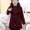 Grandma's Velvet-Lined Corduroy Hooded Winter Coat for Elderly Women