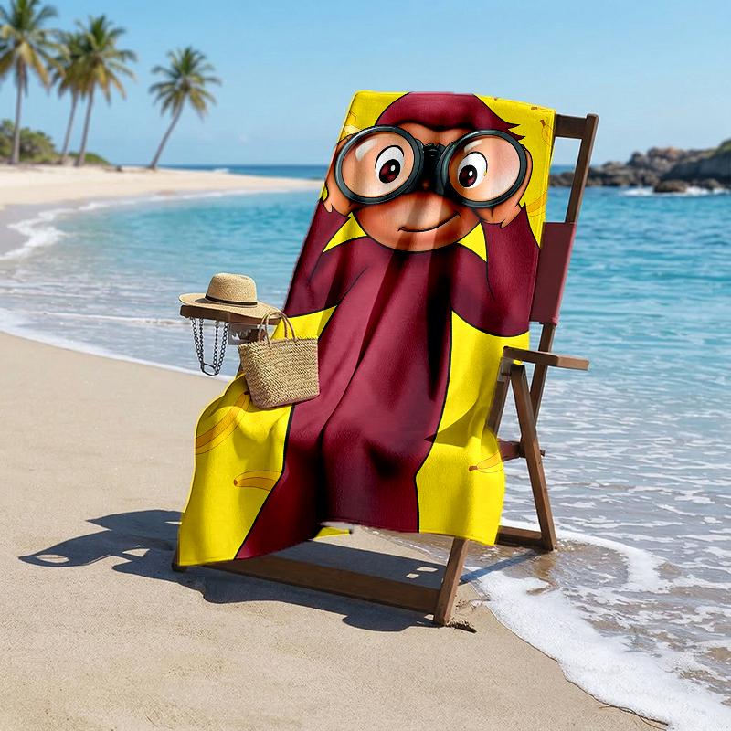 Curious George Fashion Beach Towel: Ideal for Summer Adventures Soft, Absorbent and Quick Drying Suitable for Swimming and Bathing