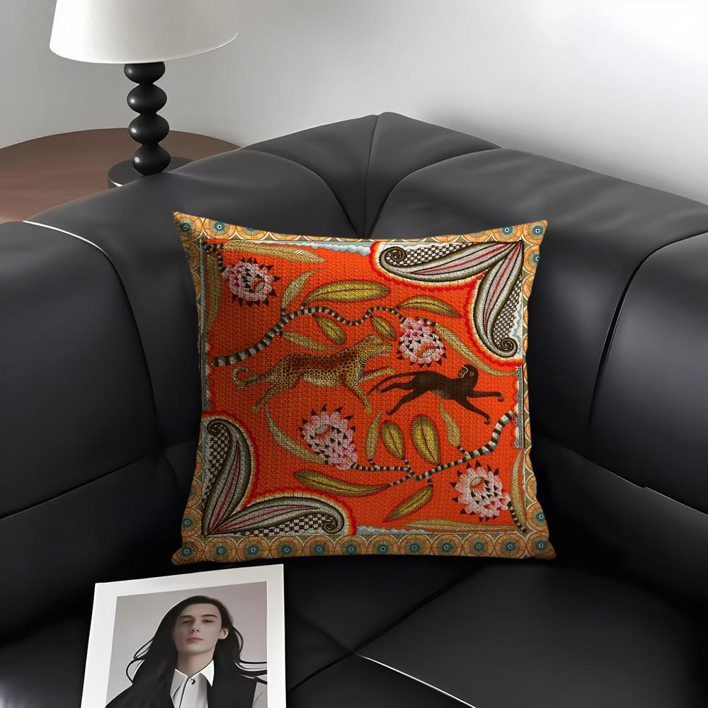 Animals Classical Cushion Cover Natural Linen Organic Fabric DoubleSided Printing Sofa Home Decor Gift Pillow Case