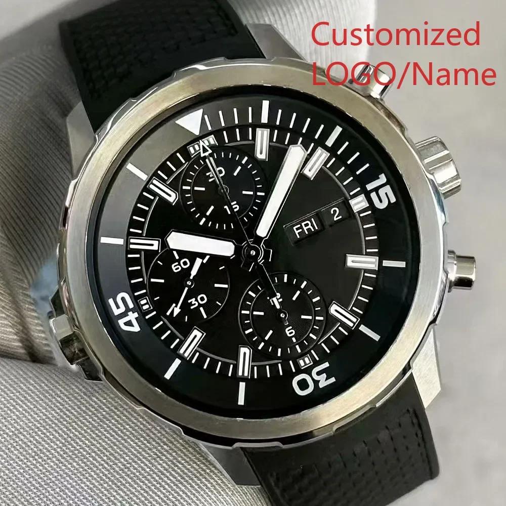 A11 Store Customized Watch Men Chronograph Watch Aquatimer Watches Multifunctional Stainless Steel Black Blue Rubber