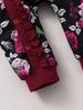 Romper Jumpsuit Baby Rose Print Floral Headband Ruffle Set 7693 Black 74 [Misia Luxury] 2-Piece (6-9 Months)