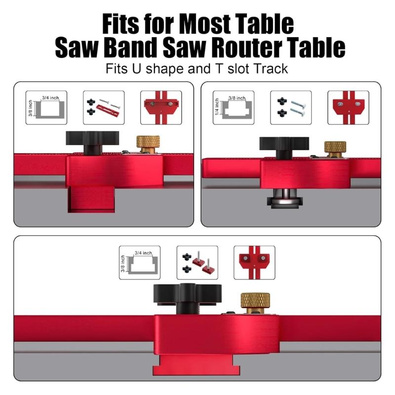 Aluminum Alloy Woodworking Jig Thin Rips Jig For Router Tables Band Sawer Featuring Double Guide Bearings