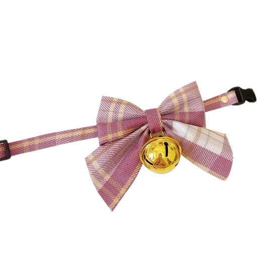 Psí motýlkový obojek Nastavitelný design spony Kostkovaný potisk Pet Pes Kočka Náhrdelník se zvonkem