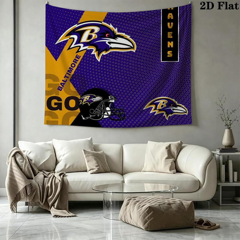 Baltimore Ravens Logo Wall Tapestry Aesthetic Wall Hanging Printed Fabric Blanket Decorative Tapestries for Bedroom Living Room Home Decor