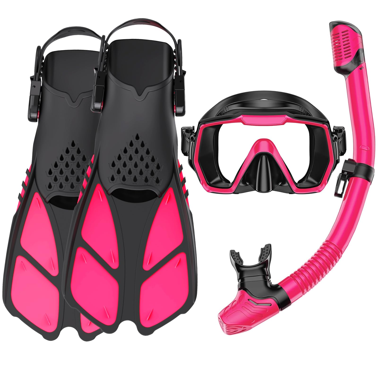 

HH HHAO SPORT Набор для снорклинга для взрослых со взрослой трубкой, короткой регулируемой маской для дайвинга из закаленного стекла с сухим верхом, для подводного плавания со аквалангом, фридайвинга с сумкой, ластами,