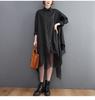 BEIBANG Shirt Long Layered Tulle Long Plus Slimming Women's Dress, Sleeve, Casual, Look, Skirt, Tunic, Sizes, Flattering, (Free Size, Black)