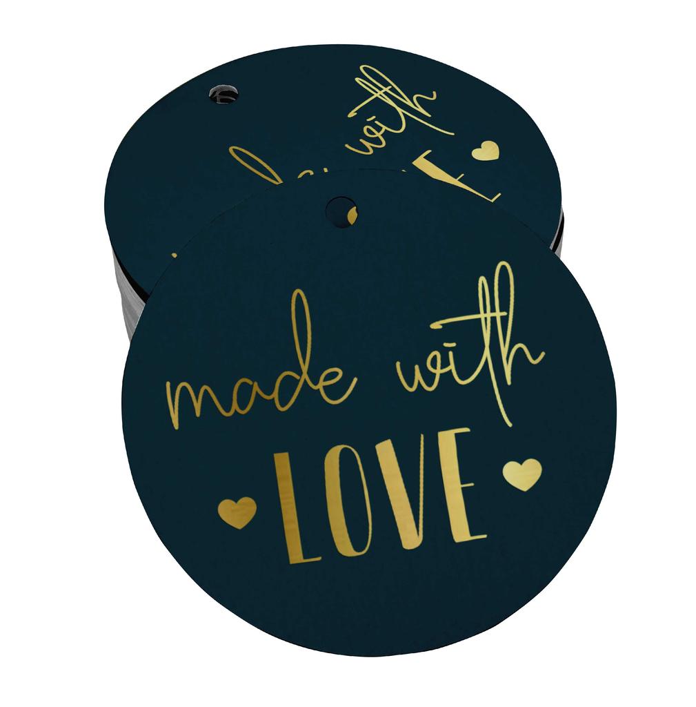 Inkdotpot Pack Of 100 Real Gold Foil Paper Tags Made With Love Text Favor Hang