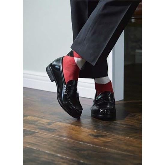 Naigai Style STANDARD Made Japan 90 Crew Length Casual Socks Men Heel Intarsia Argyle Gift