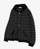UNDEROFF Wavy Stripe Knit Zip-Up Hoodie Khaki