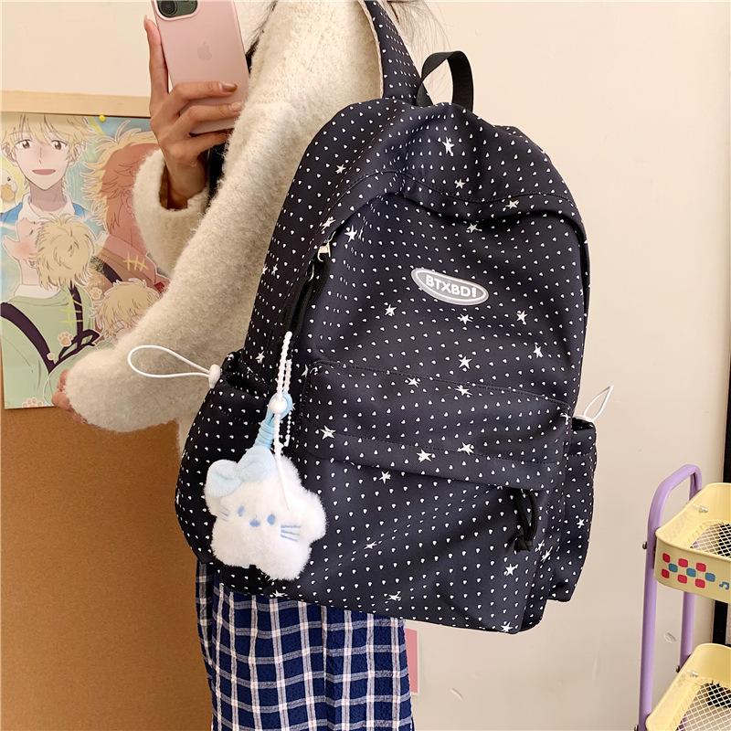 Zaino versione coreana ins Piccolo zaino fresco a pois Grande capacità semplice e versatile Zaino scolastico per studenti Zaino casual alla moda da donna
