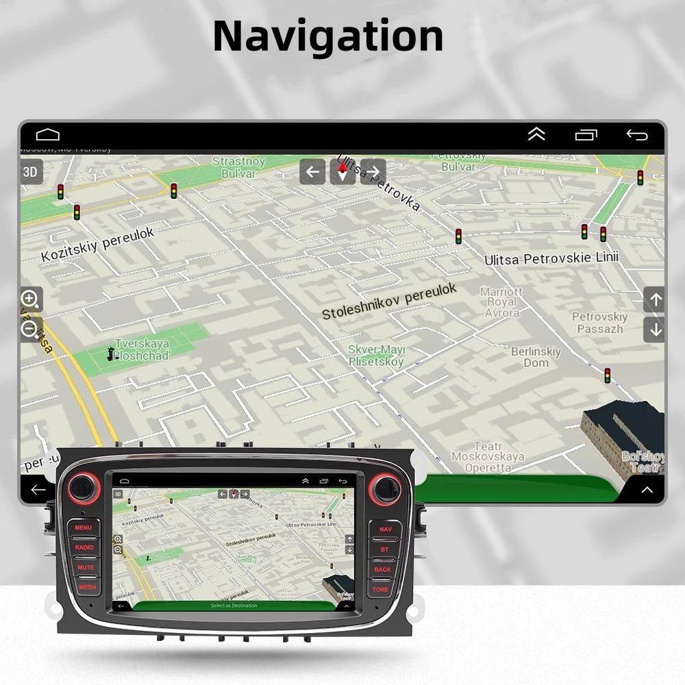 2 Din Android Radio WiFi 4G LTE Car Multimedia Video Player For Ford Focus Mondeo C-MAX S-MAX Galaxy II Kuga Carplay Headunit